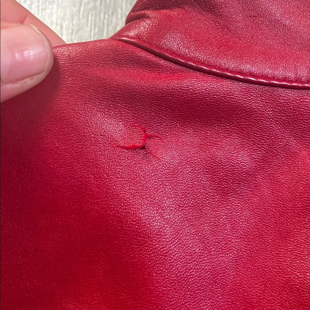 Valerie Stevens Red Leather Jacket Women’s Small DISTRESSED - Picture 11 of 14